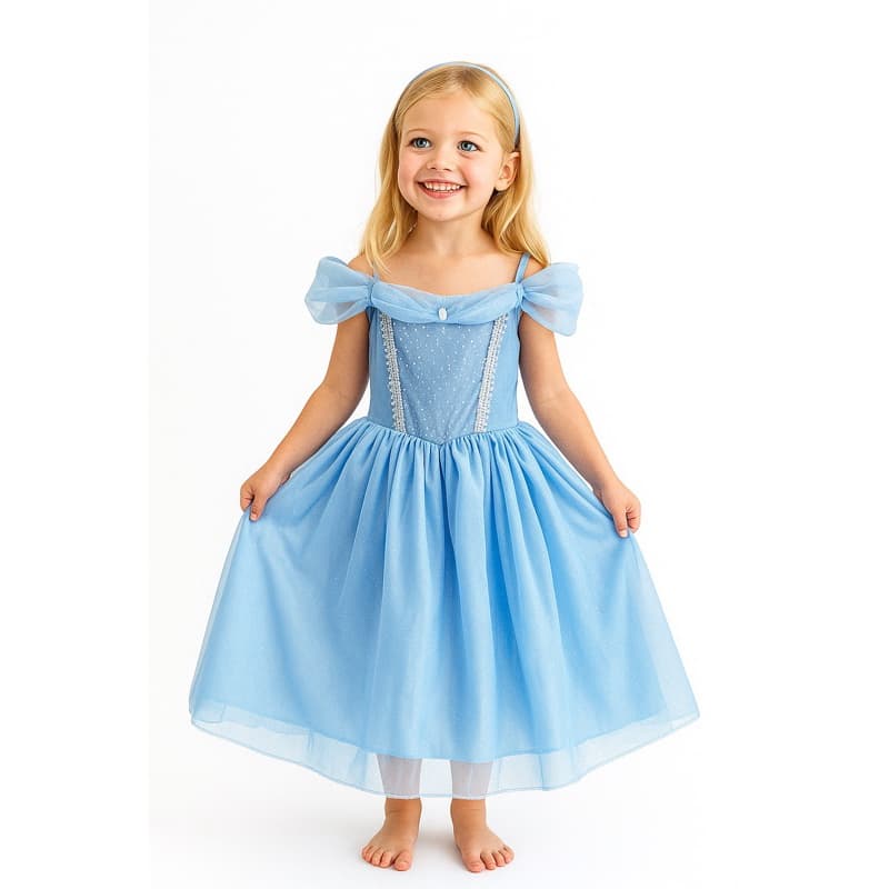 Fantasia Infantil Luxo Princesa Cinderela Azul