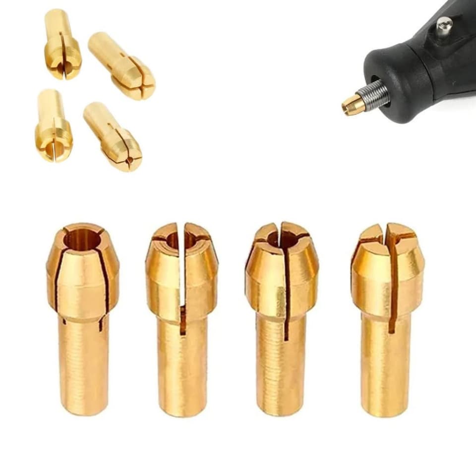 Jogo de Pinças de Latão para Micro Retífica 1,4mm a 3,2mm 4 peças