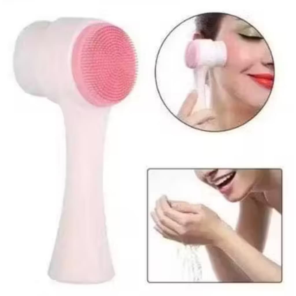 Escova Limpeza Facial 2 Em 1 Aparelho Massagem Esponja Cerdas Macias Dupla Face Escova De Limpeza De Cravos