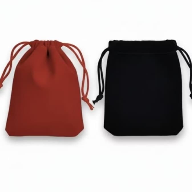 Saquinhos De Veludo Premium 10x12-CM P/Joias Bijuterias Presentes Cor Preto e Vermelho.