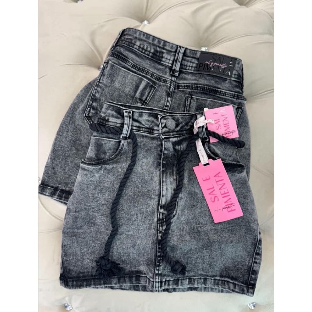 Saia jeans grafite sal e pimenta linha super premium