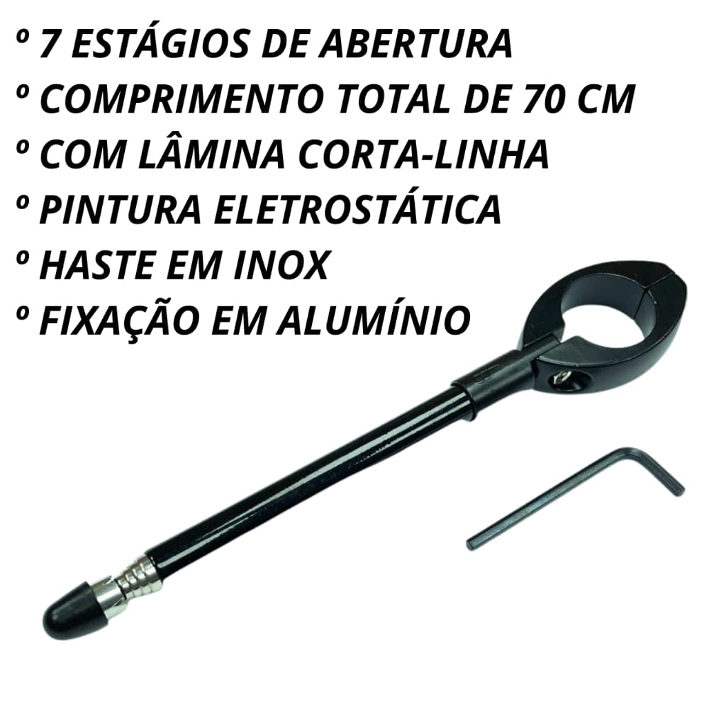 Antena Corta Pipa Retrátil Dobável Moto Aço Inox Anti Cerol Preta