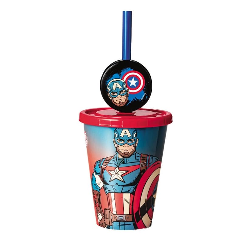 Copo Infantil Pingente Capitão América 280ml - Avon Casa e Estilo