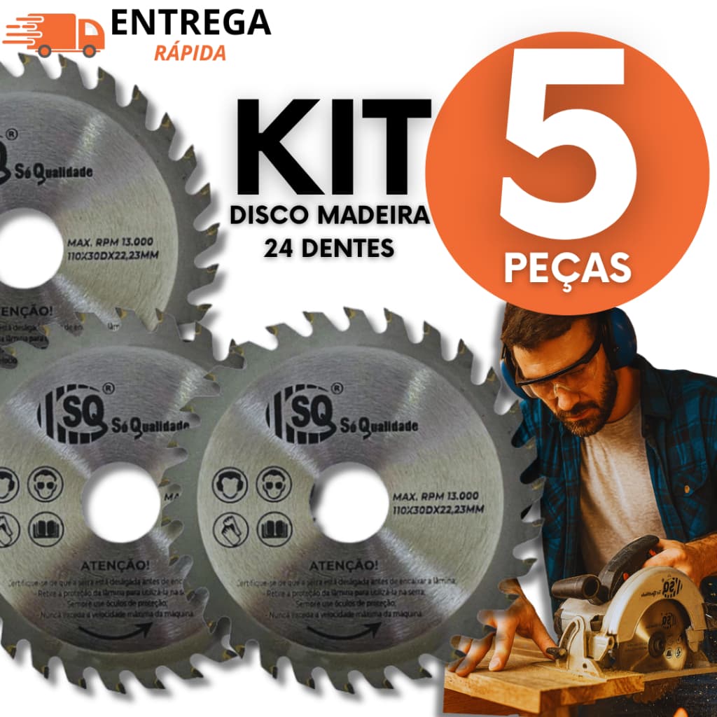 Disco de Corte Para Madeira Serra Maquita Esmerilhadeira 24 Dentes 4" Serra Circular/ 110 x 22,23mm