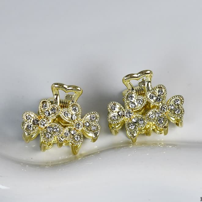 12 Unidades de Mini Piranha com Strass Pra Cabelo Penteado /prateado+dourado