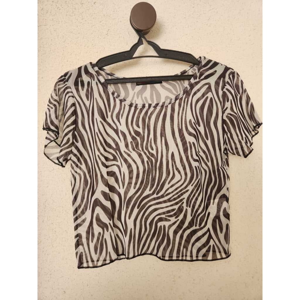 Top Cropped Tule Estampado carnaval bloco