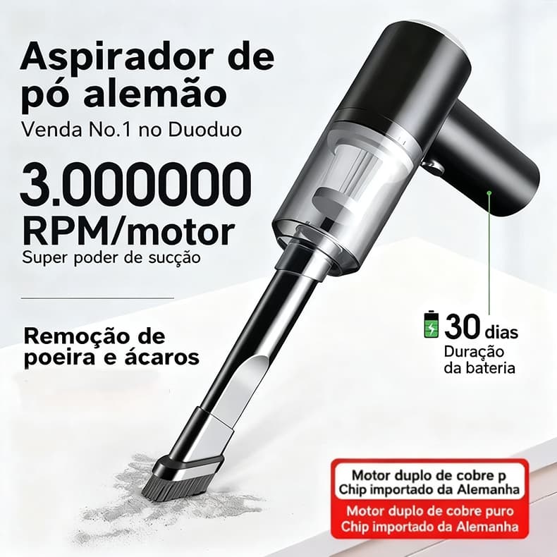 Aspirador De Pó Preto Usb Portátil Completo Linha Premium Carro E Casa