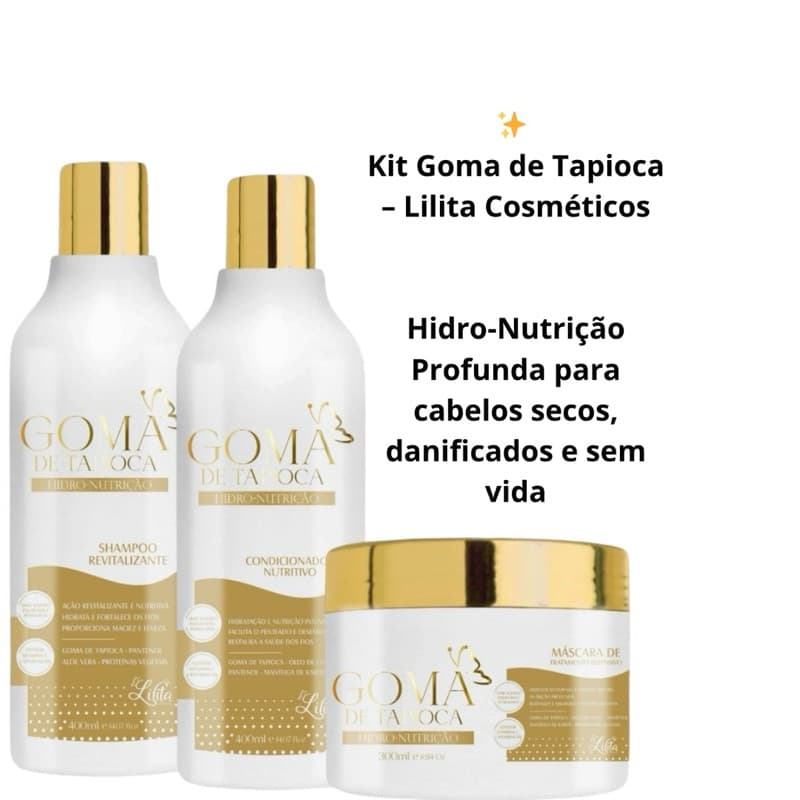 Kit Shampoo Condicionador Máscara de tratamento goma de tapioca nutrição que o cabelo merece 400gr cada