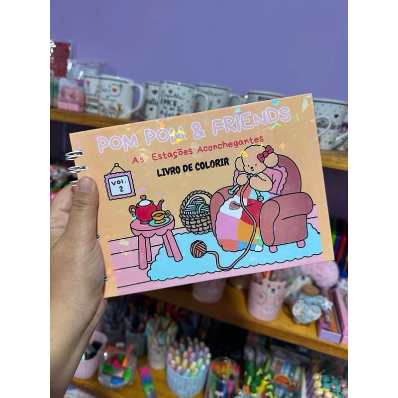 Livro de Colorir Capa Dura Pom Pom e Friends Volume 2 - Gramatura 180g