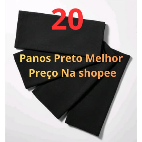 Kit 20 Panos de Prato Preto Paty Liso PP24 Preto C/ Bainha Multiuso Pé de Galinha