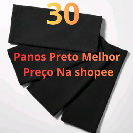 Kit 30 Panos de Prato Liso Santa Margarida PP24 Preto Pia Multiuso Pé de Galinha