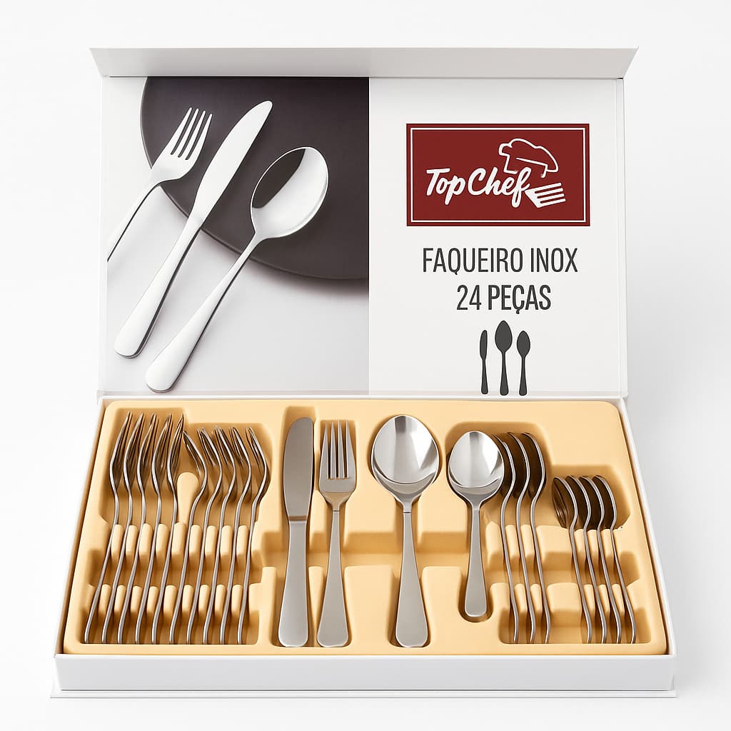 Conjunto Faqueiro Inox 24 Peças Elegância e Praticidade