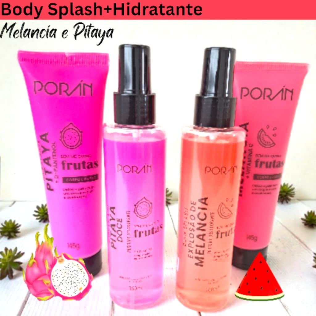 Kit Hidratante + Body Splash Porán-  Melancia ou Pitaya Jovem & Cheirosinho