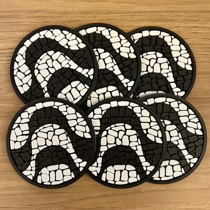 Porta Copos de Mesa Decorativo em Impressão 3D | Kit 4 ou 6 | Design Calçadão de Copacabana