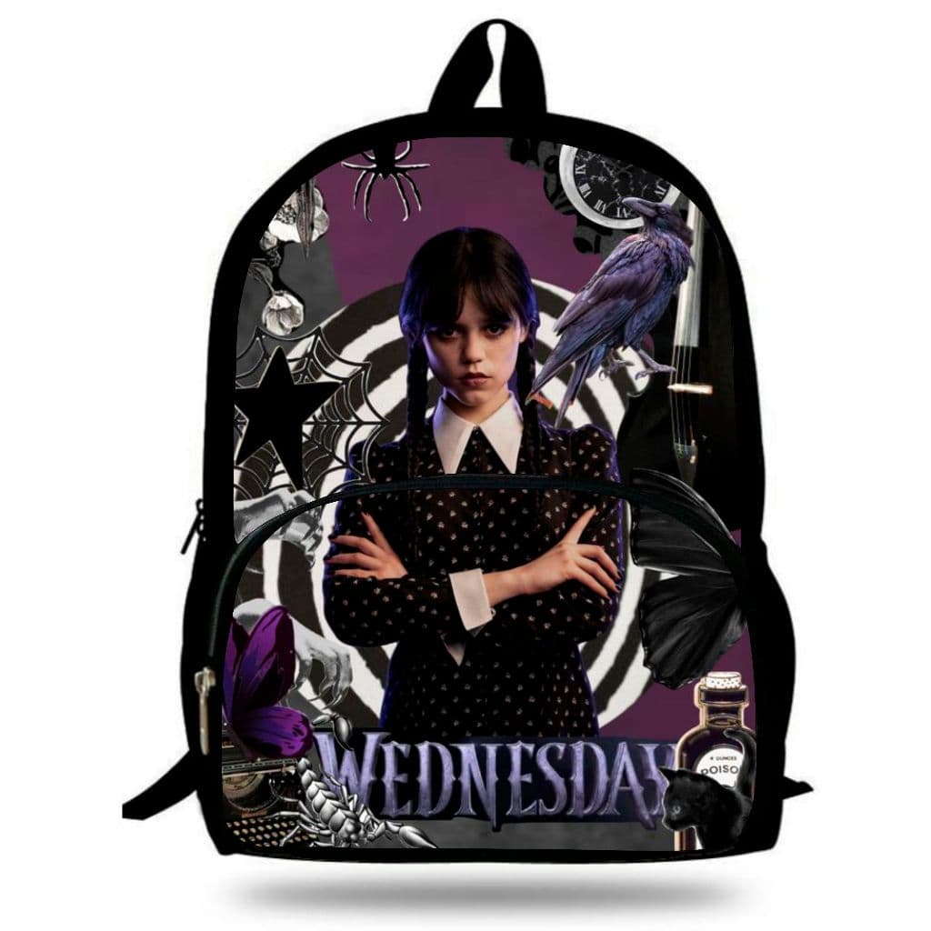 Mochila Serie Wandinha adolescentes para viagens, bolsa escolar para meninos e meninas 05