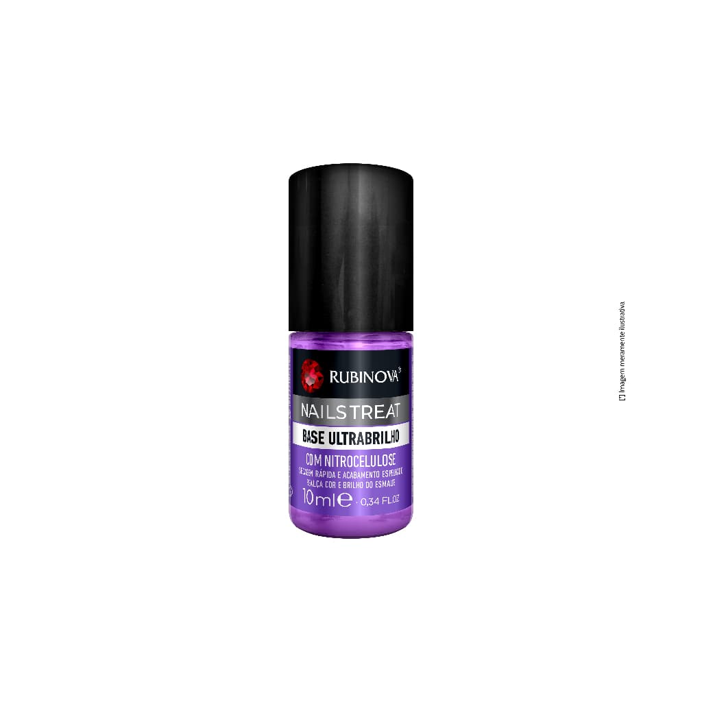 Base Para Unhas Ultrabrilho RubiNova - Secagem Rapida, Realce da Cor, Brilho Espelhado - 10ml