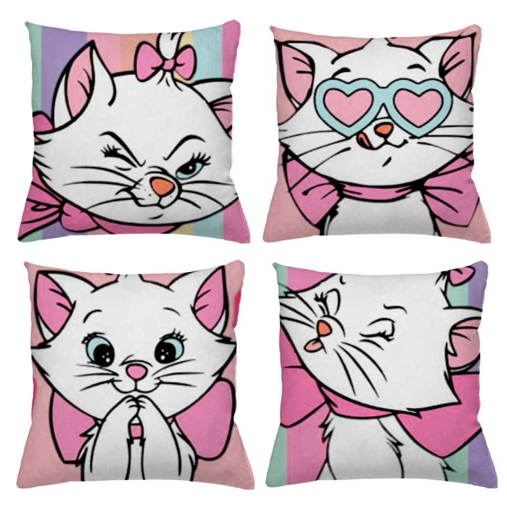 KIT 4 CAPAS DE ALMOFADAS IDEAL PARA DECORAÇÃO GATA MARIE, QUARTO, SALA, LOVE - TAMANHO 45X45