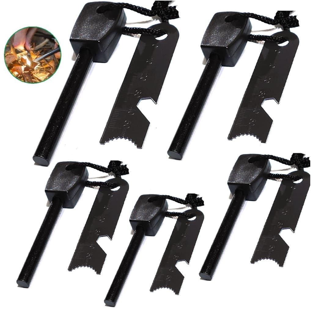 Kit 5 Pederneiras Maciça Magnésio Acendedor Fogo Black Ops