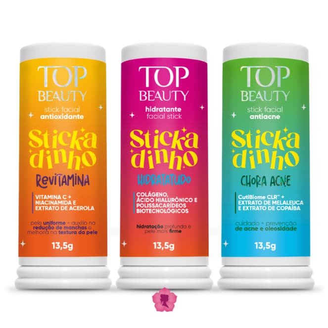 Kit Completo Com 3 Stickadinhos - Hidratatudo, Chora Acne, Revitamina Stick Facial Top Beauty