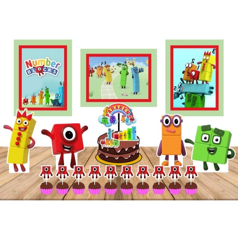Kit Só um Bolinho - Number Blocks - Kit Festa em casa  - Aniversário, Mêsversário