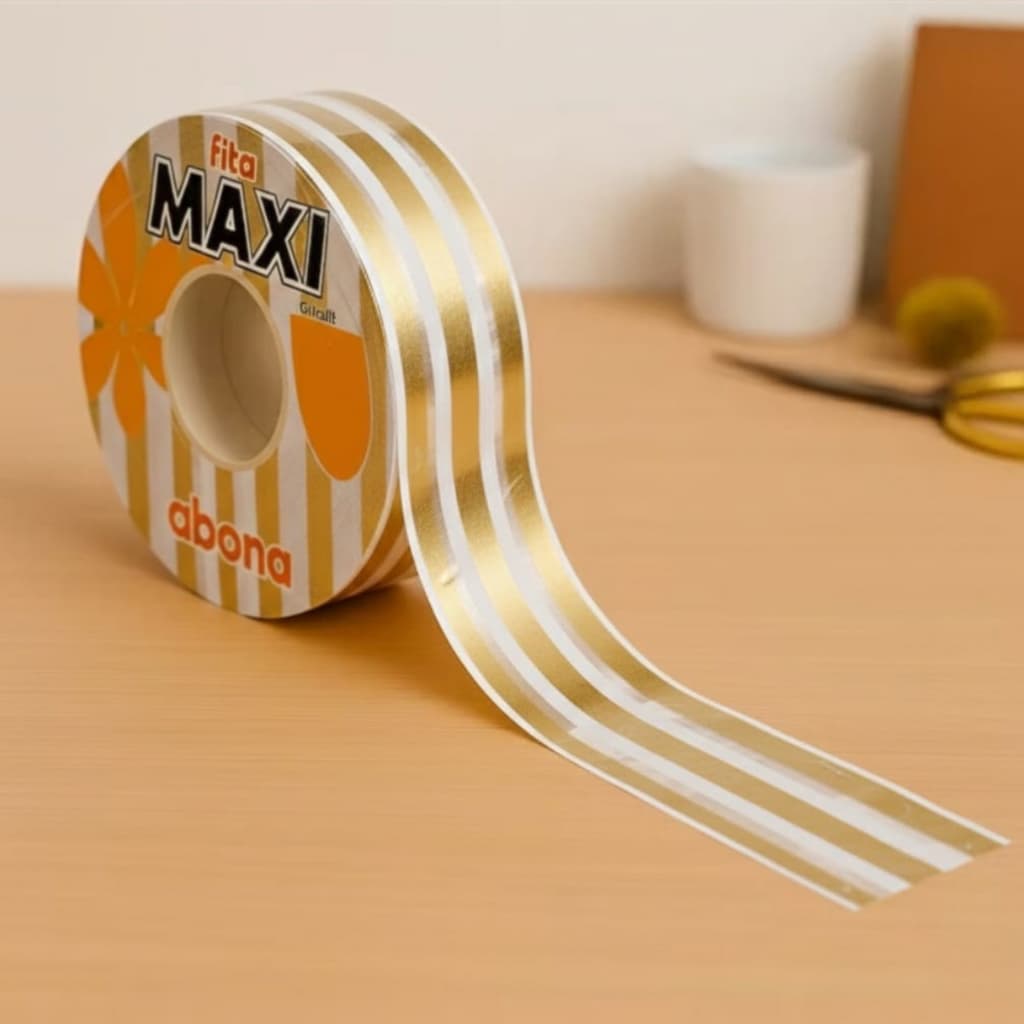 Fita Maxi Nova Eva Dourada 32mmx100 metros Lisa Presente Decoração Embalagem