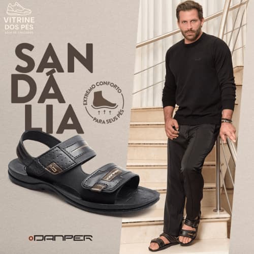Sandália Masculina Original Confortável Solado Borracha Velcro Motoqueiro Dia a Dia