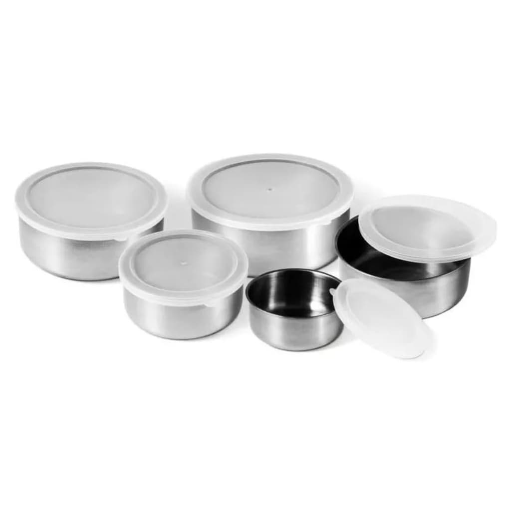 Kit Potes Inox 5 Peças com Tampa – Organização e Conservação de Alimentos