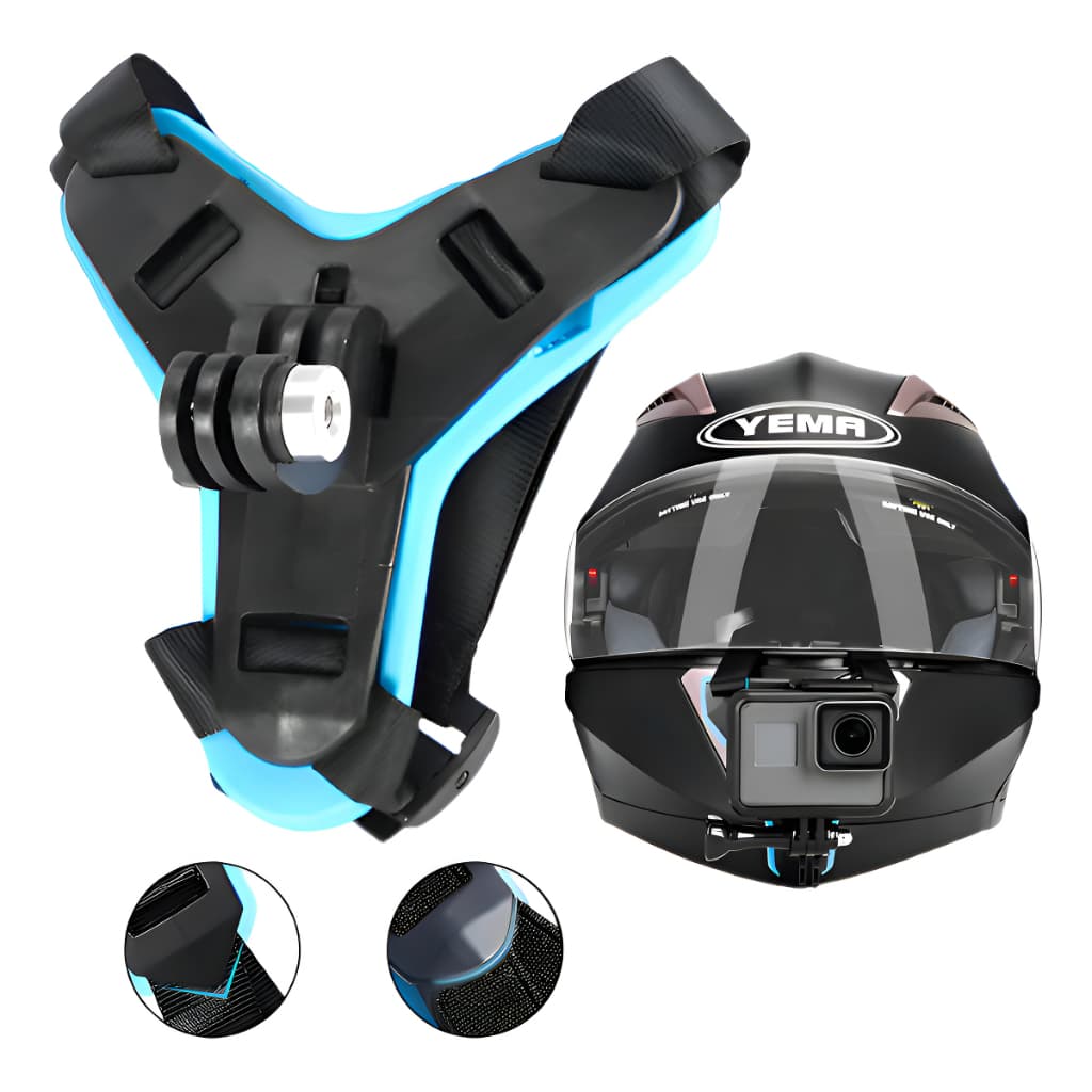 Suporte de Queixo Preto Para Capacete Fixação Firme Compatível com GoPro e SJCAM Ideal Para Gravar Moto Vlogs