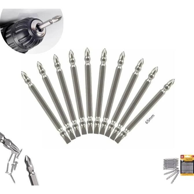 Jogo de Bits Ponteira dupla fenda e philips 10 peças 65mm