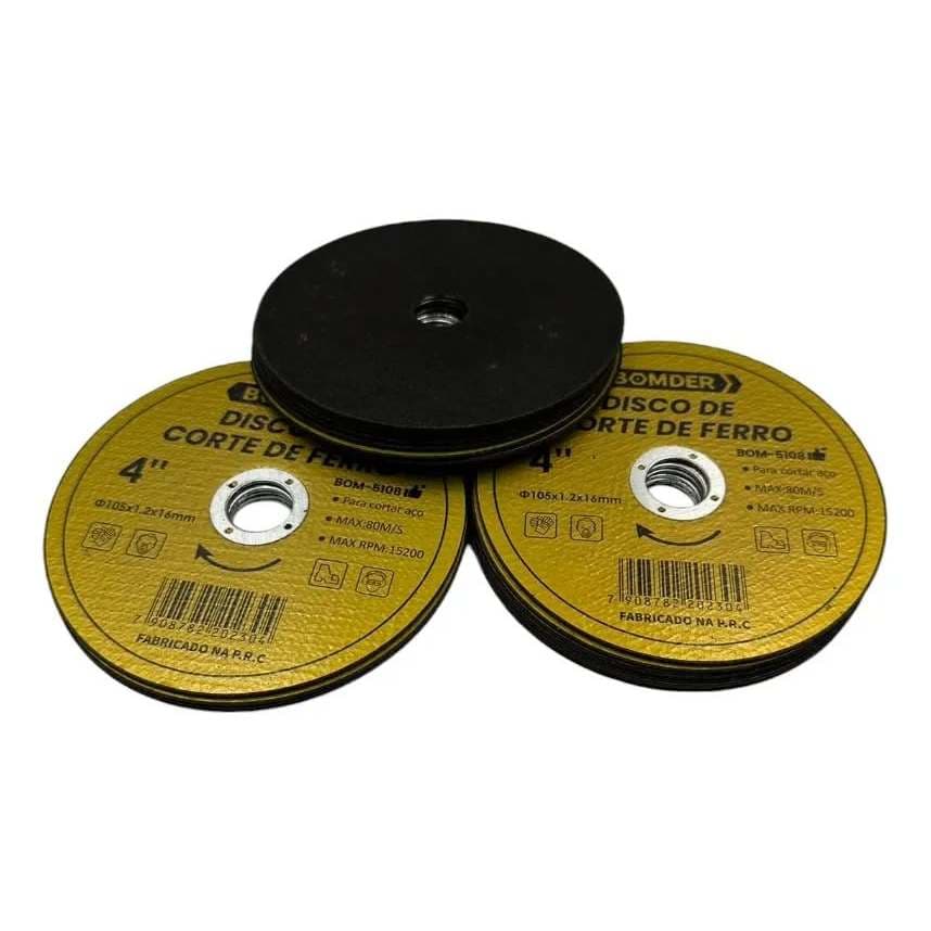 Kit Disco de Corte para Metal 105mm 4 pol furo 16mm 20 unidades
