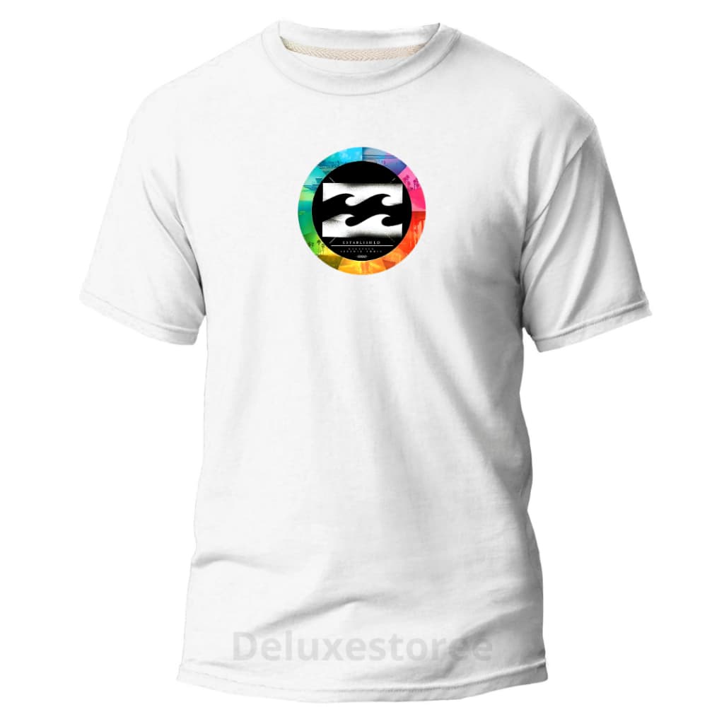 Camiseta Masculina Billabong Colorido Estampado em DTF Camisa Algodão 30,1