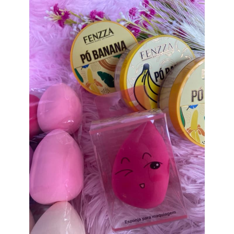 Kit Pó de Banana + Aplicador Espoja Gota - Efeito Porcelana - Uniformiza e suaviza as rugas - Efeito Matte- Maquiagem