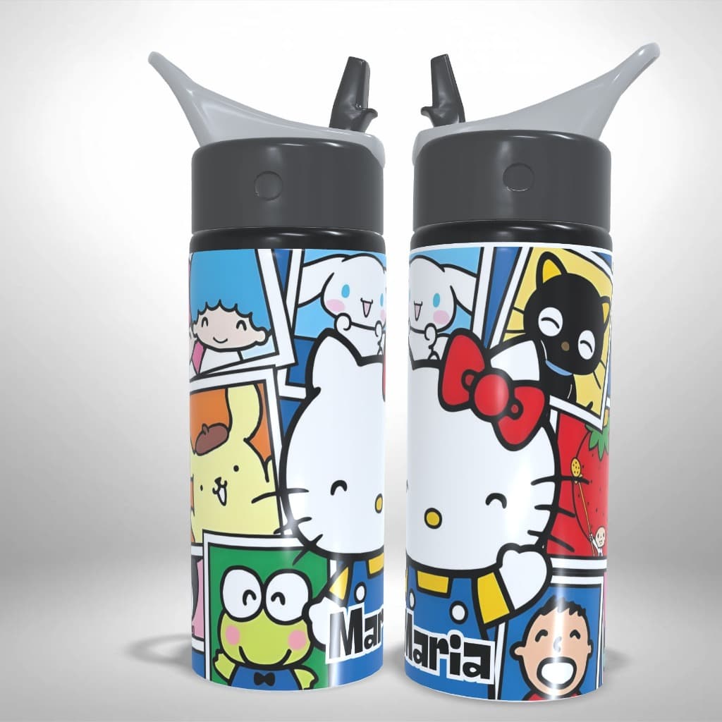 Garrafa Squeeze Alumínio Personalizado - Hello Kitty and Friends - Desenho - Infantil Escolar