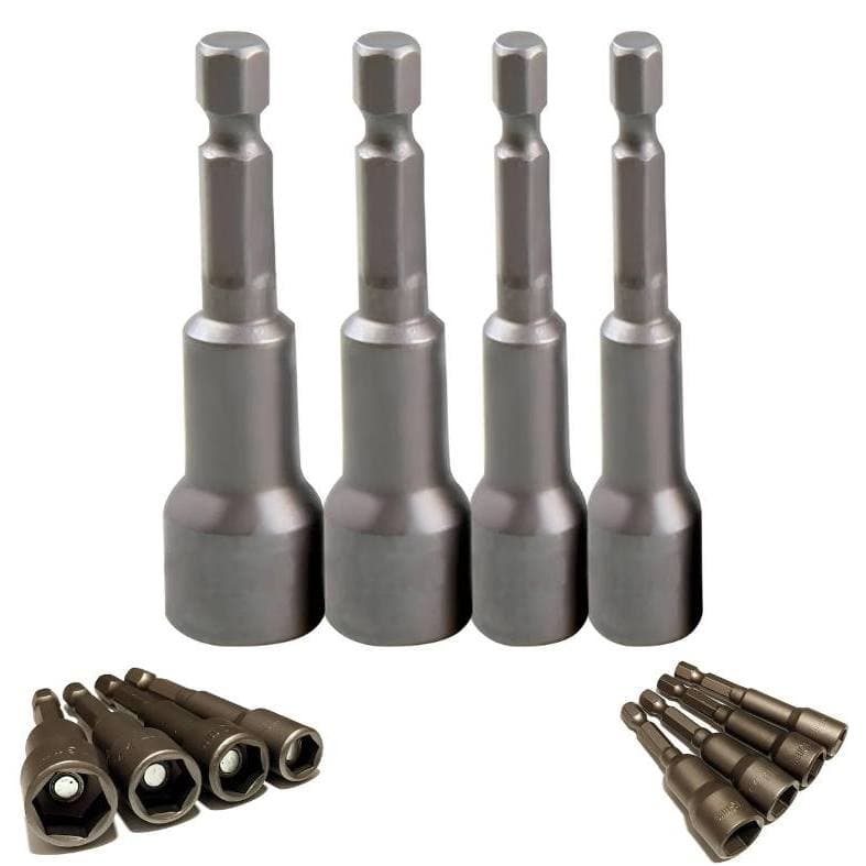 Jogo de Soquetes Sextavados Tipo Canhão para Parafusadeiras 8 a 12mm 4 peças
