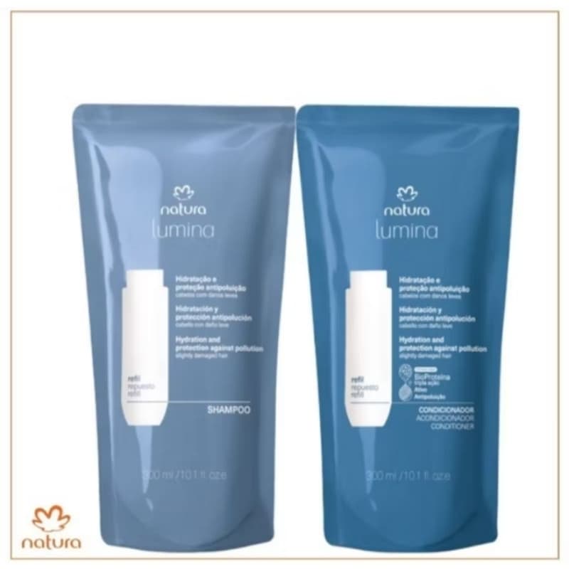 kit Refil Natura Lumina Hidratação e Proteção Antipoluição Shampoo + condicionador 300ml