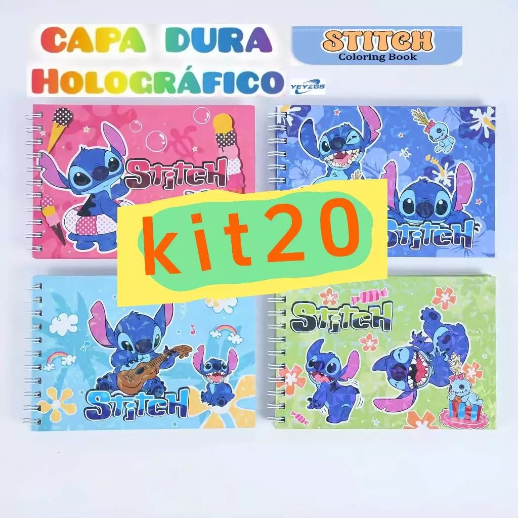 KIT 5/10/15/20 Livros de Colorir Stitch Capa Dura Folhas Grossas Infantil Desenho Pintura Goods-SALE