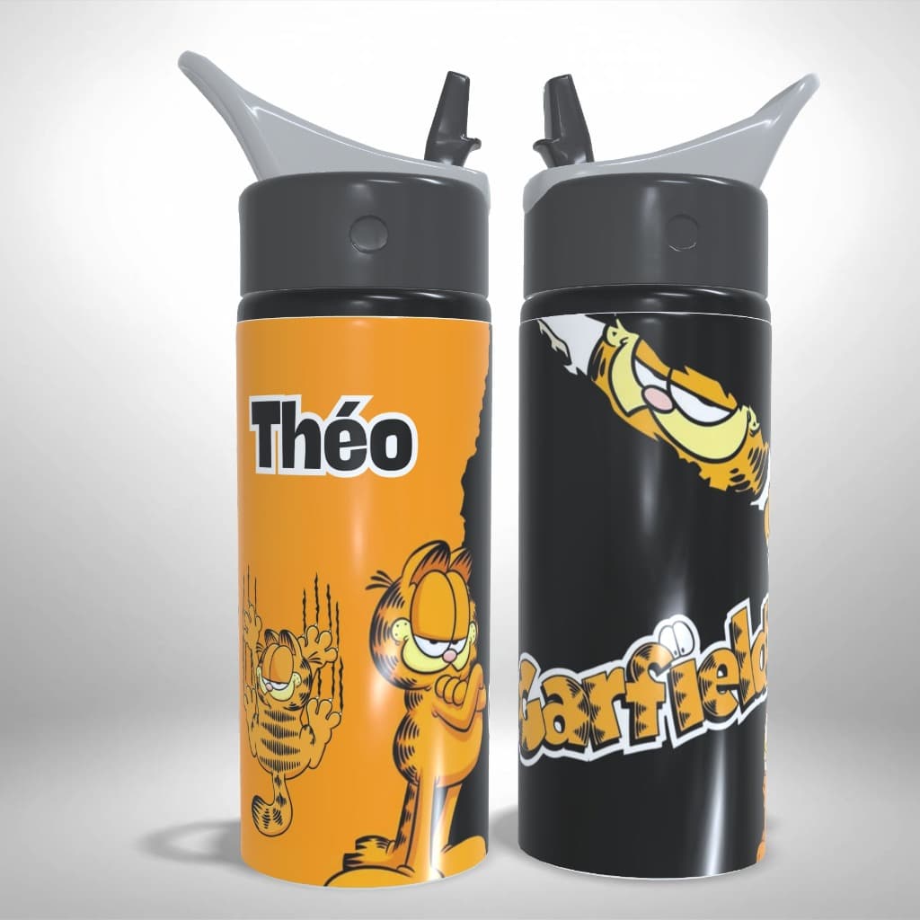 Garrafa Squeeze Alumínio Personalizado - Garfield - Desenho - Infantil Escolar