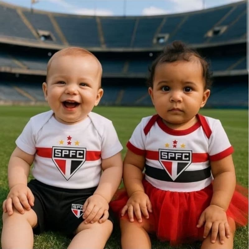 Body Bebê Do Time São Paulo Fantasia Mesversário Ensaio Fotográfico Promoção Bory Tricolor