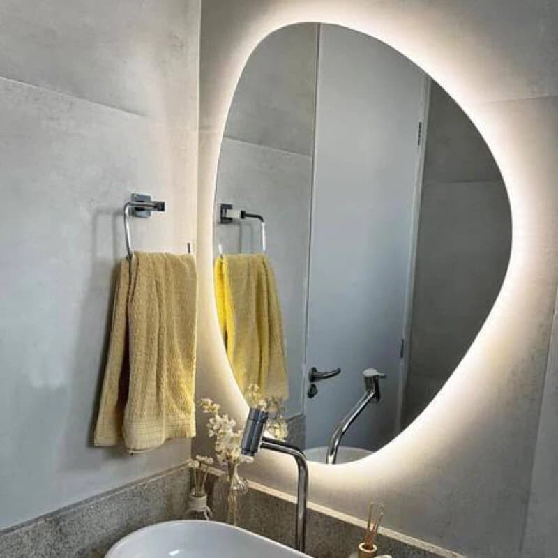 Espelho Orgânico Decorativo Moderno Luxo 85x55cm COM LED SALA QUARTO BANHEIRO ESCRITORIO ENVIO FULL