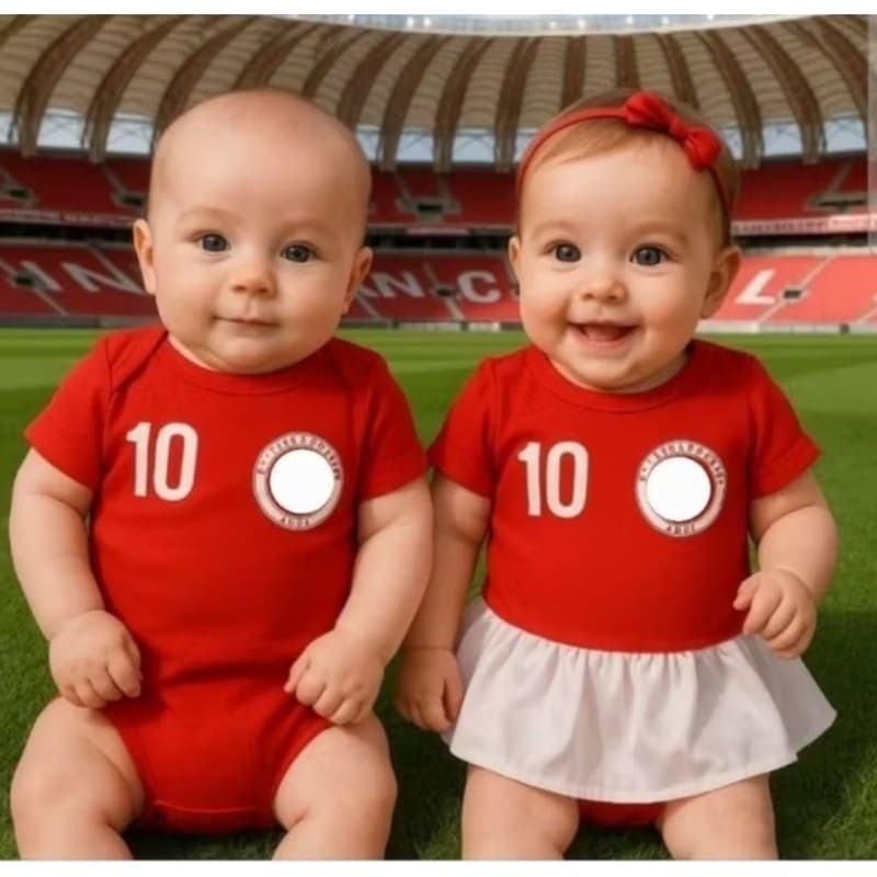 Body Tematico Bebe Do Time Internacional Mesversario Bory Bori Bory Bodi Fantasia Bebe Body Inter com Saia Meninas