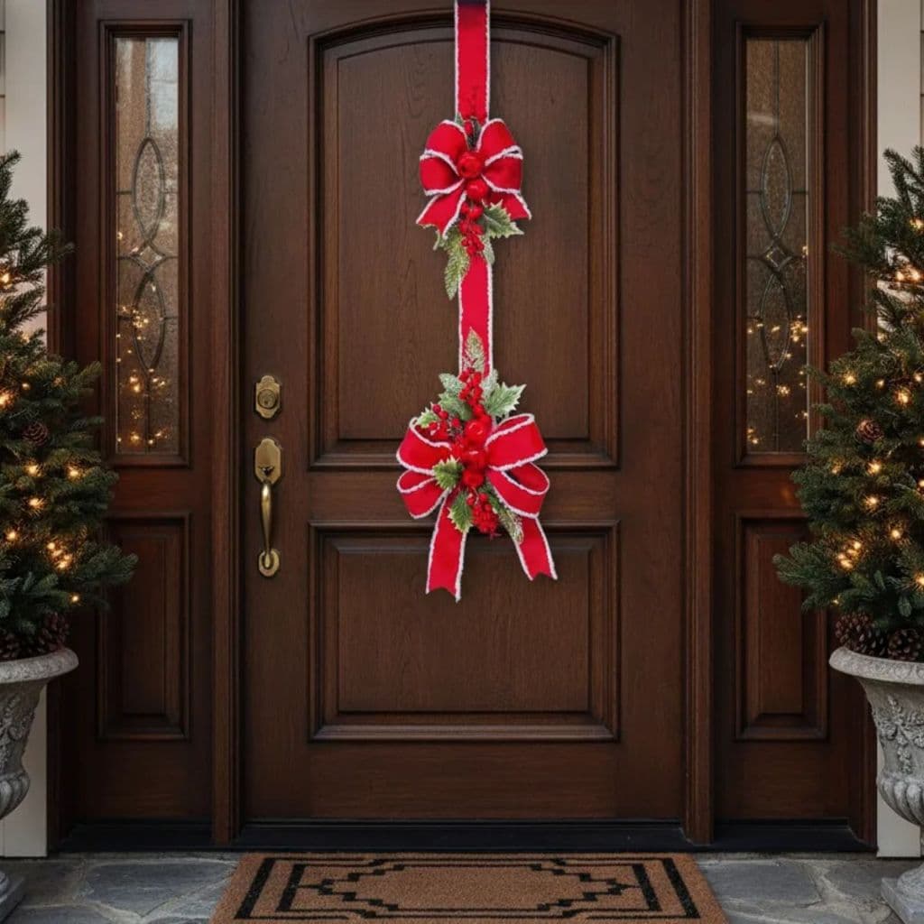 Escapulário Pendente Natal Arranjo Guirlanda  Porta Dupla face interno e externo da porta