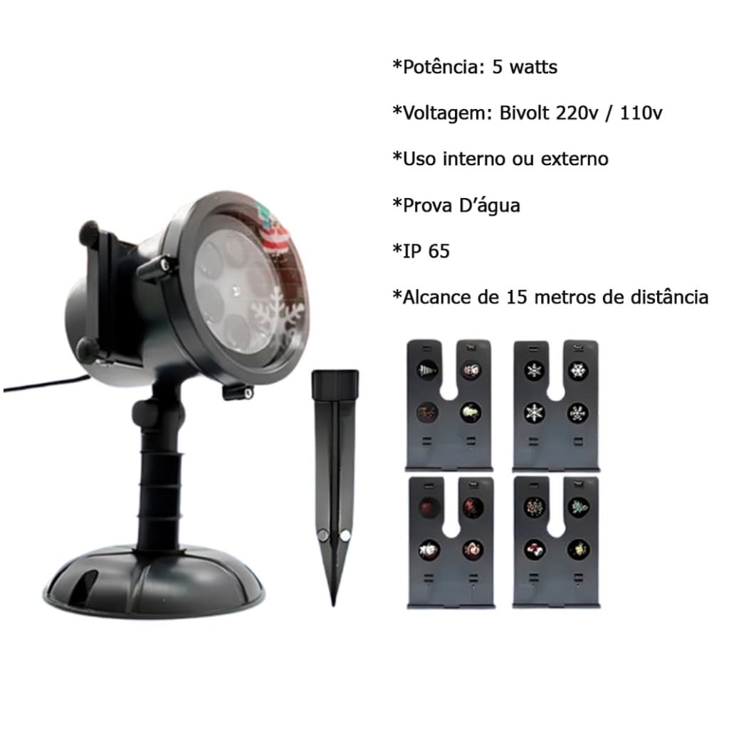 Projetor Led Natal Laser Jardim Desenhos Natalinos Luz Colorida Decoração