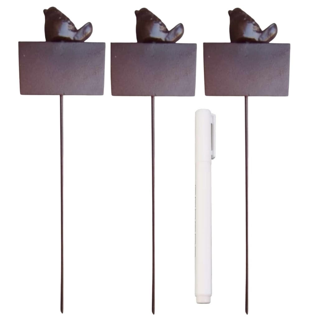 Kit Plaquinha Personalizável Jardim Decoração Aço Corten Passarinho