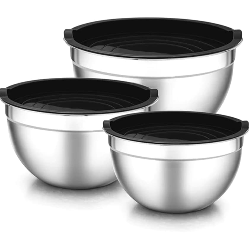Conjunto De Tigelas Aço Inox Bowl Funda Multiuso Redonda Salada Com Tampa