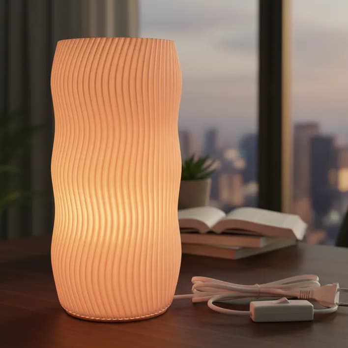 Luminária Wave Abajur de Cabeceira Quarto Mesa Sala Decoração Aesthetic Escritório Luz Retro Moderna