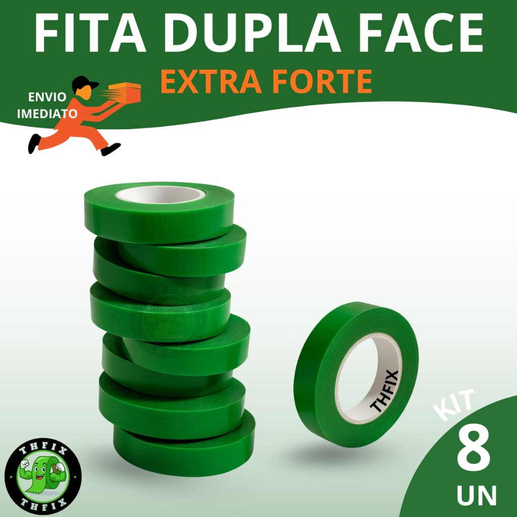 Fita Dupla Face Em Rolos 2M Transparente Adesiva Acrílica para Parede, PVC, Ripado, Quadro e Cabeceira