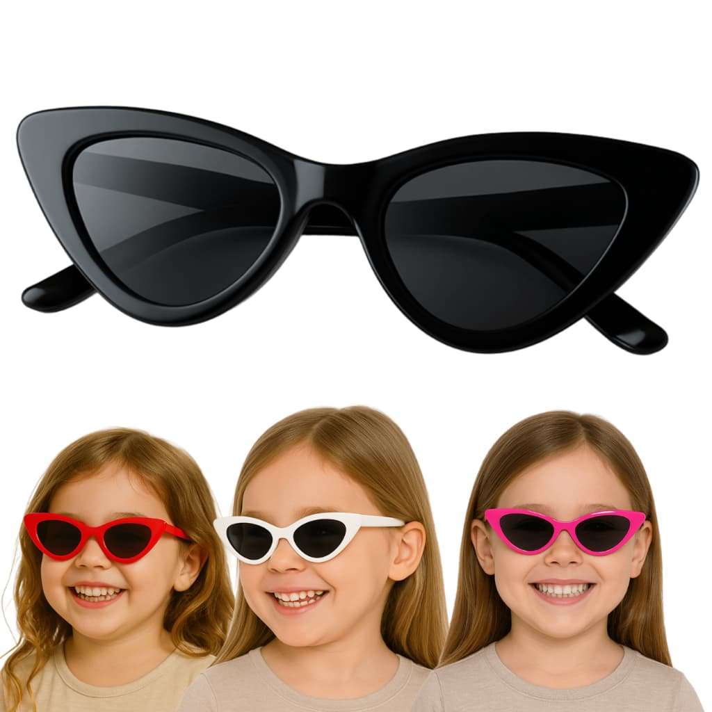Óculos De Sol Infantil Menina Gatinho Proteção UV Para Criança 03 a 07 Anos Leve Confortável Resistente