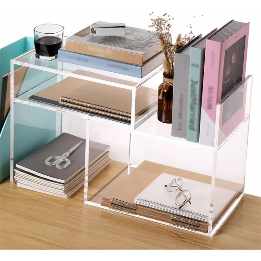 ORGANIZADOR DE LIVRO organizador de prateleira de mesa Mini organizador de estante de acrílico