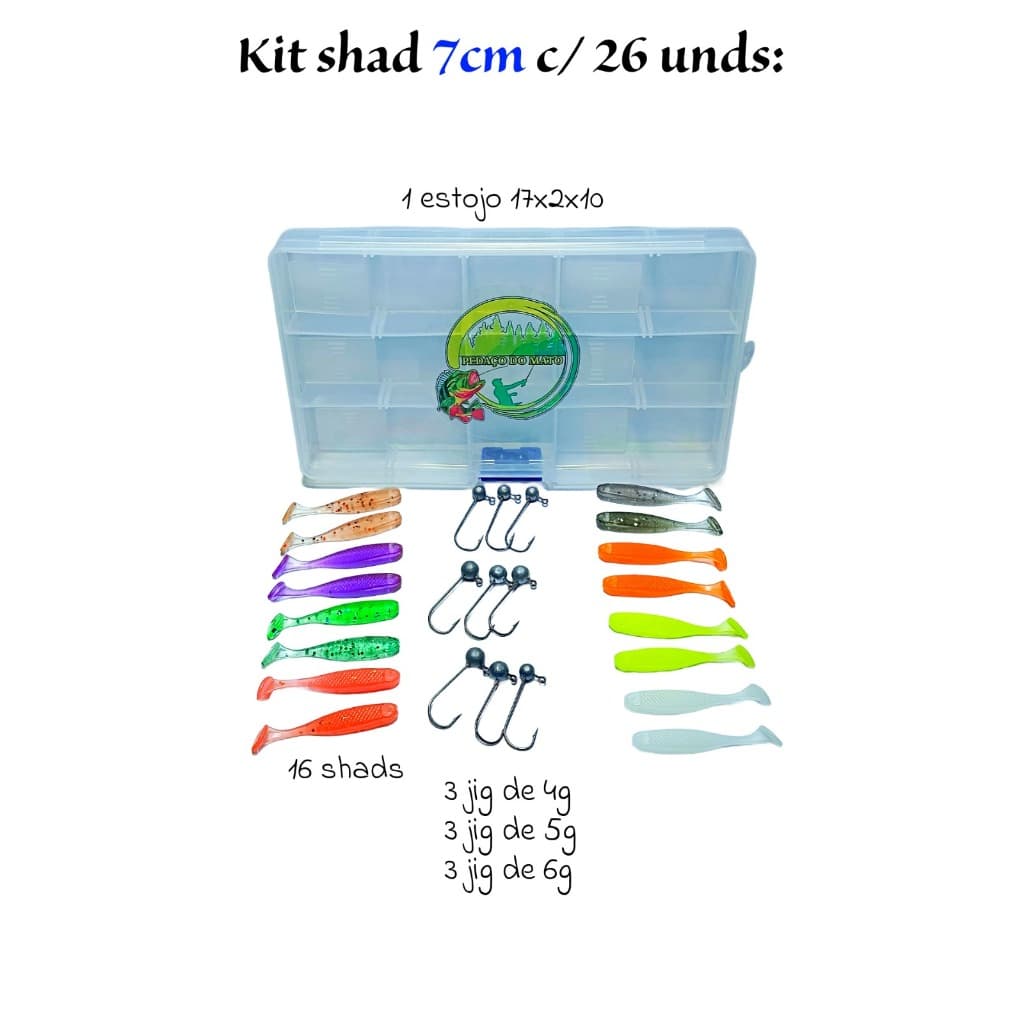 kit shad 7 cm 26 unidades para pesca de robalo,tucunare,corvina...!!!!!