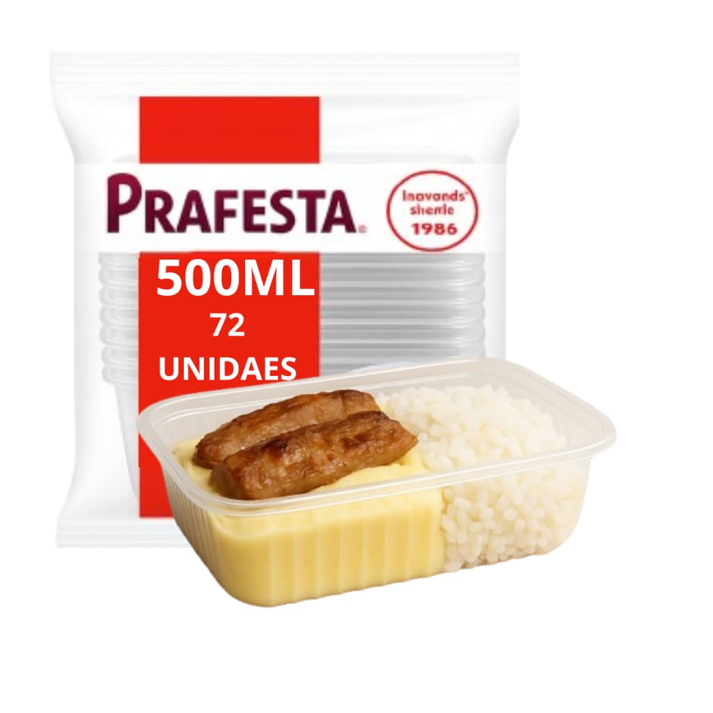 POTE 500ML RETANGULARES  DESCARTAVEL EMBALAGENS PLASTICO 72 UNIDADES PRAFESTA